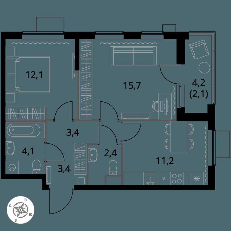 2-BD Apartment Sale, 54.4 sq. m. at 1 Izmajlovskij, Montazhnaya Street, 8с13, Moscow, Russia #1 2-BD Apartment Sale, 54.4 sq. m. at 1 Izmajlovskij, Montazhnaya Street, 8с13, Moscow, Russia #1