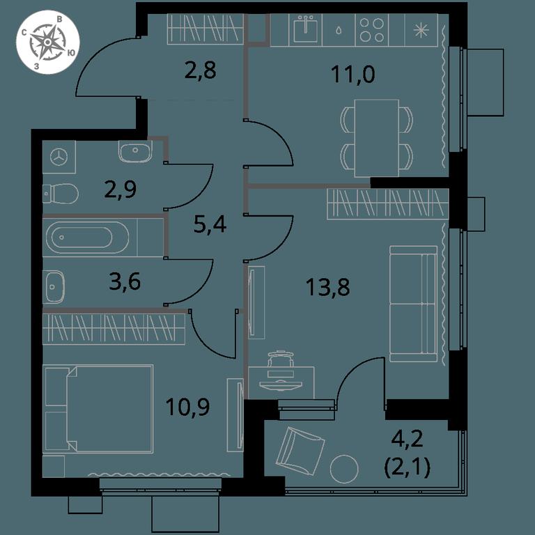2-BD Apartment Sale, 52.5 sq. m. at 1 Izmajlovskij, Montazhnaya Street, 8с13, Moscow, Russia #1 2-BD Apartment Sale, 52.5 sq. m. at 1 Izmajlovskij, Montazhnaya Street, 8с13, Moscow, Russia #1
