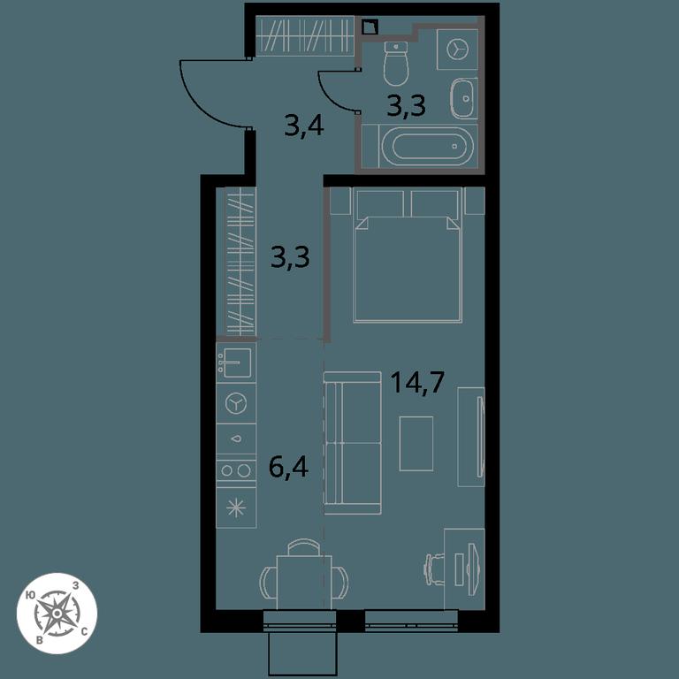 Apartment Sale, 31.1 sq. m. at Pervy Donskoj, zhiloy mikrorayon Sapronovo, derevnya Sapronovo, Leninskiy City District, Moscow Region, Russia #1 Apartment Sale, 31.1 sq. m. at Pervy Donskoj, zhiloy mikrorayon Sapronovo, derevnya Sapronovo, Leninskiy City District, Moscow Region, Russia #1