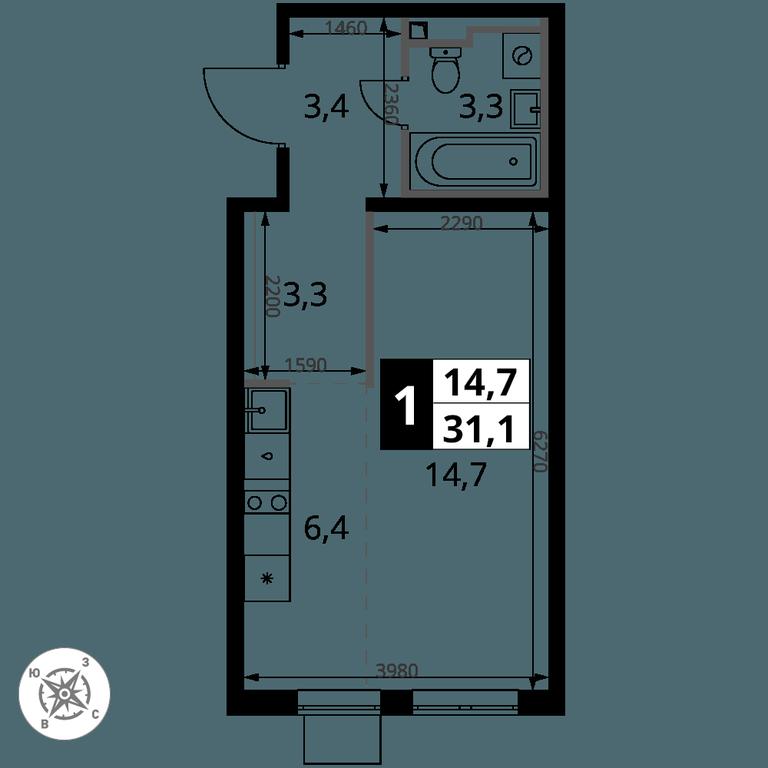 Apartment Sale, 31.1 sq. m. at Pervy Donskoj, zhiloy mikrorayon Sapronovo, derevnya Sapronovo, Leninskiy City District, Moscow Region, Russia #2 Apartment Sale, 31.1 sq. m. at Pervy Donskoj, zhiloy mikrorayon Sapronovo, derevnya Sapronovo, Leninskiy City District, Moscow Region, Russia #2