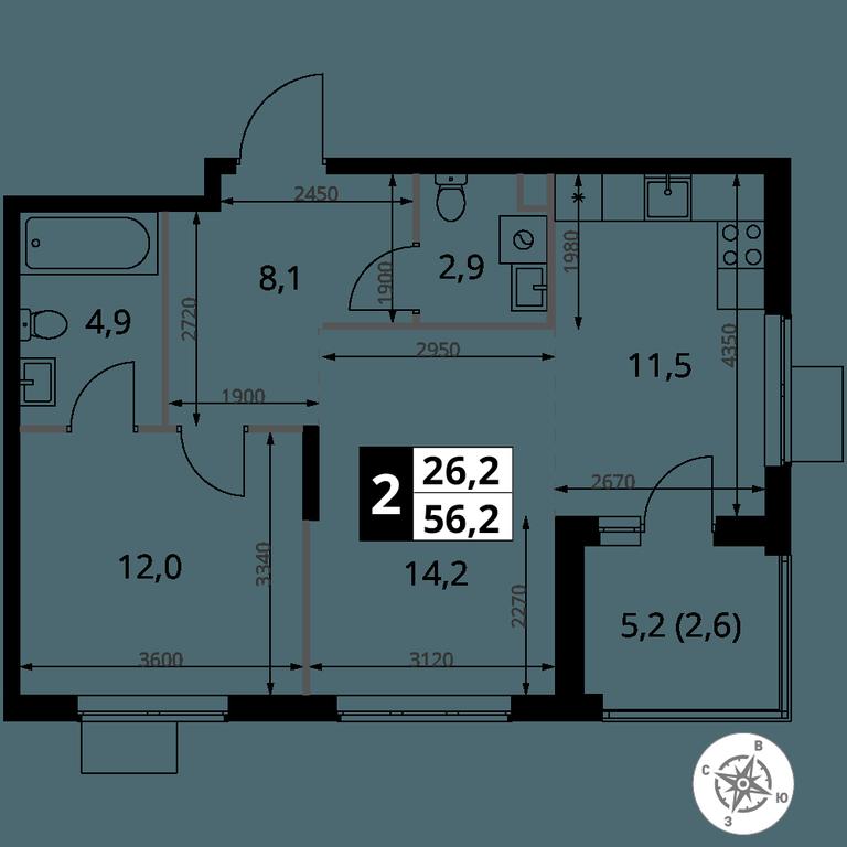 2-BD Apartment Sale, 56.2平方米 at 1 Izmajlovskij, Montazhnaya Street, 8с13, Moscow, Russia #2 2-BD Apartment Sale, 56.2平方米 at 1 Izmajlovskij, Montazhnaya Street, 8с13, Moscow, Russia #2