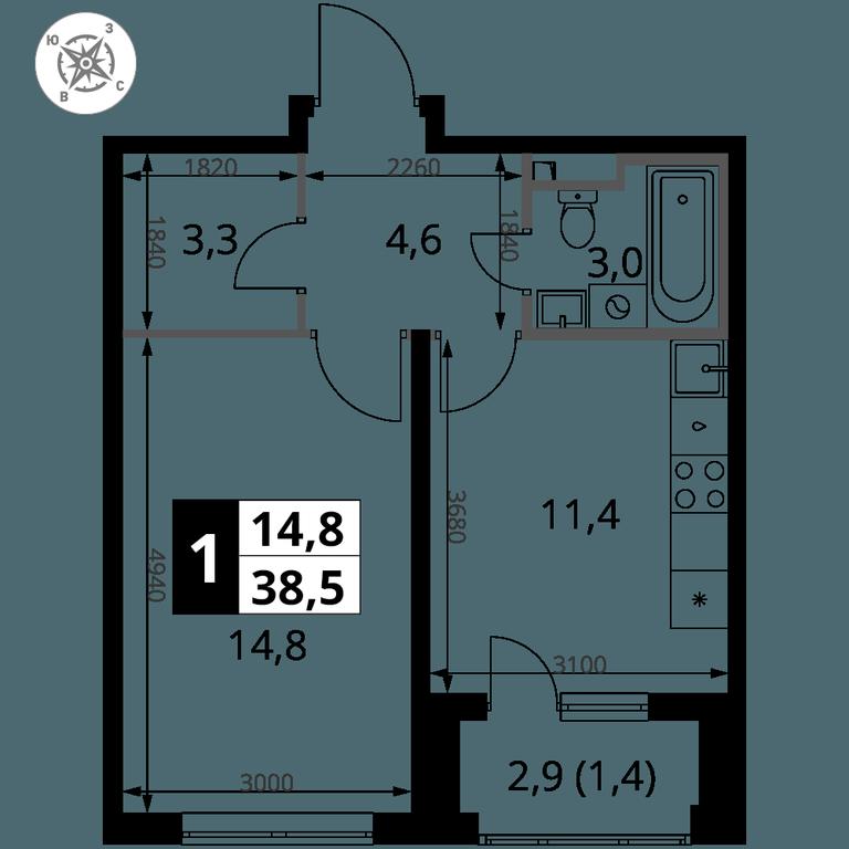 1-BD Apartment Sale, 38.5 sq. m. at Pervy Donskoj, zhiloy mikrorayon Sapronovo, derevnya Sapronovo, Leninskiy City District, Moscow Region, Russia #2 1-BD Apartment Sale, 38.5 sq. m. at Pervy Donskoj, zhiloy mikrorayon Sapronovo, derevnya Sapronovo, Leninskiy City District, Moscow Region, Russia #2