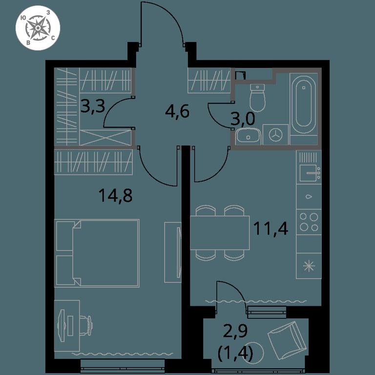1-BD Apartment Sale, 38.5 sq. m. at Pervy Donskoj, zhiloy mikrorayon Sapronovo, derevnya Sapronovo, Leninskiy City District, Moscow Region, Russia #1 1-BD Apartment Sale, 38.5 sq. m. at Pervy Donskoj, zhiloy mikrorayon Sapronovo, derevnya Sapronovo, Leninskiy City District, Moscow Region, Russia #1