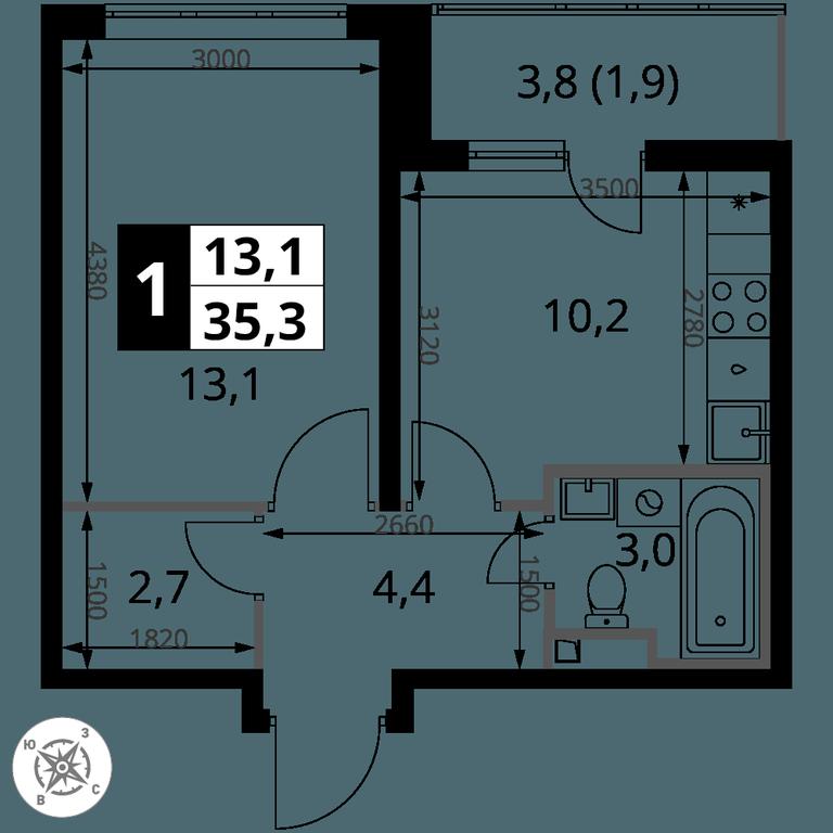 1-BD Apartment Sale, 35.3平方米 at Pervy Donskoj, zhiloy mikrorayon Sapronovo, derevnya Sapronovo, Leninskiy City District, Moscow Region, Russia #2 1-BD Apartment Sale, 35.3平方米 at Pervy Donskoj, zhiloy mikrorayon Sapronovo, derevnya Sapronovo, Leninskiy City District, Moscow Region, Russia #2