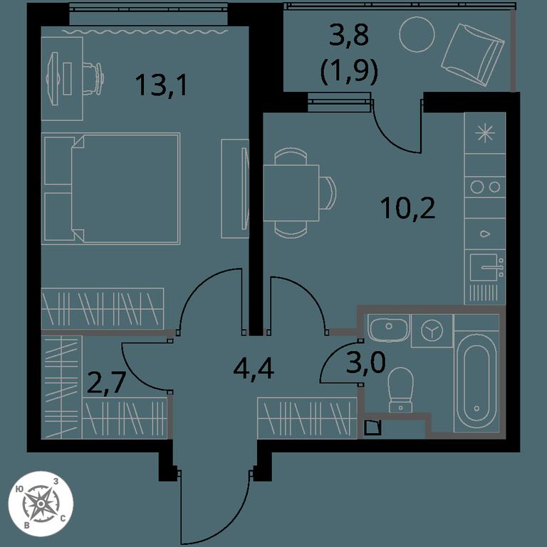 1-BD Apartment Sale, 35.3平方米 at Pervy Donskoj, zhiloy mikrorayon Sapronovo, derevnya Sapronovo, Leninskiy City District, Moscow Region, Russia #1 1-BD Apartment Sale, 35.3平方米 at Pervy Donskoj, zhiloy mikrorayon Sapronovo, derevnya Sapronovo, Leninskiy City District, Moscow Region, Russia #1