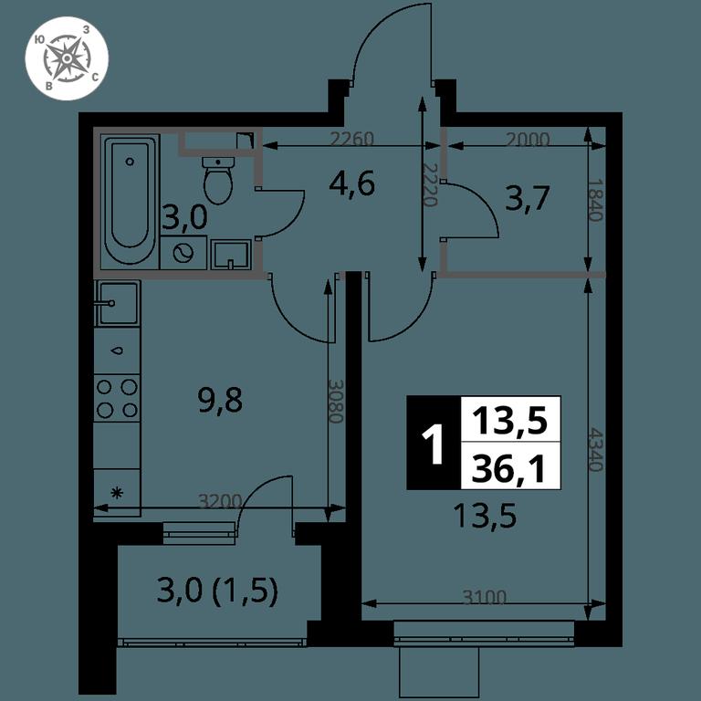 1-BD Apartment Sale, 36.1 sq. m. at Pervy Donskoj, zhiloy mikrorayon Sapronovo, derevnya Sapronovo, Leninskiy City District, Moscow Region, Russia #2 1-BD Apartment Sale, 36.1 sq. m. at Pervy Donskoj, zhiloy mikrorayon Sapronovo, derevnya Sapronovo, Leninskiy City District, Moscow Region, Russia #2