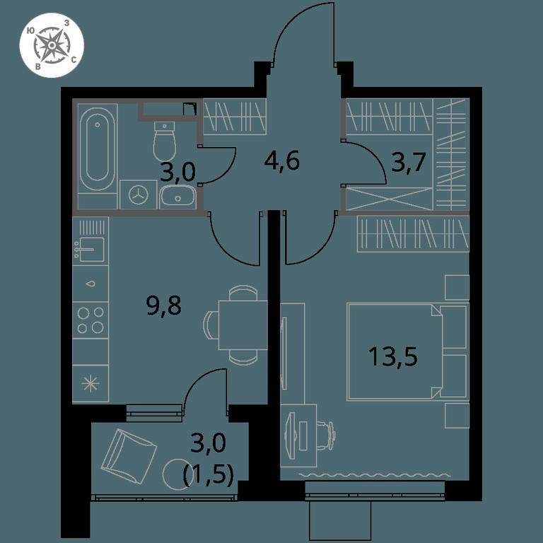 1-BD Apartment Sale, 36.1 sq. m. at Pervy Donskoj, zhiloy mikrorayon Sapronovo, derevnya Sapronovo, Leninskiy City District, Moscow Region, Russia #1 1-BD Apartment Sale, 36.1 sq. m. at Pervy Donskoj, zhiloy mikrorayon Sapronovo, derevnya Sapronovo, Leninskiy City District, Moscow Region, Russia #1