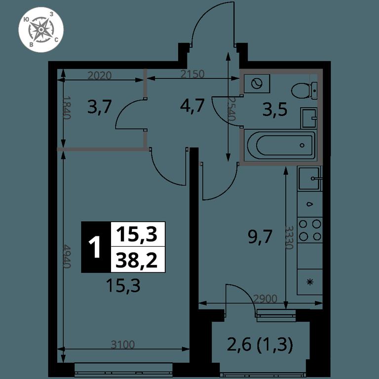 1-BD Apartment Sale, 38.2平方米 at Pervy Donskoj, zhiloy mikrorayon Sapronovo, derevnya Sapronovo, Leninskiy City District, Moscow Region, Russia #2 1-BD Apartment Sale, 38.2平方米 at Pervy Donskoj, zhiloy mikrorayon Sapronovo, derevnya Sapronovo, Leninskiy City District, Moscow Region, Russia #2