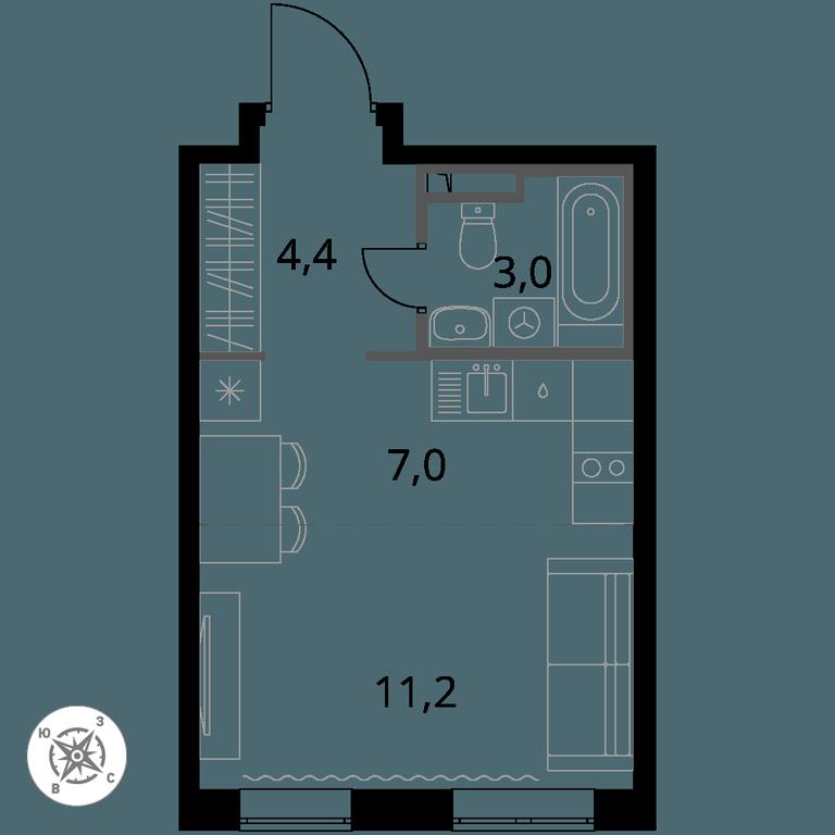 Apartment Sale, 25.6 sq. m. at Pervy Donskoj, zhiloy mikrorayon Sapronovo, derevnya Sapronovo, Leninskiy City District, Moscow Region, Russia #1