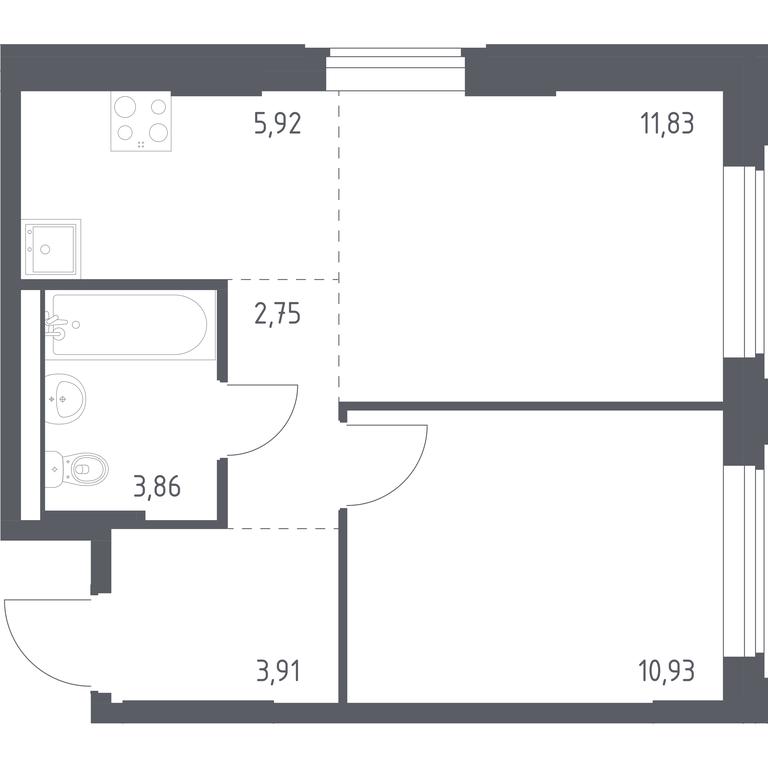 Apartment Sale, 39.2 sq. m. at Kvartal Zapadnyj, kvartal № 76, Marushkinskoye Settlement, Moscow, Russia #1