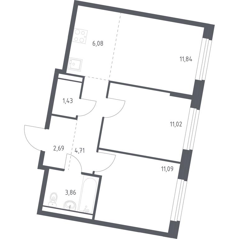 1-BD Apartment Sale, 52.72 sq. m. at Kvartal Zapadnyj, kvartal № 76, Marushkinskoye Settlement, Moscow, Russia #1 1-BD Apartment Sale, 52.72 sq. m. at Kvartal Zapadnyj, kvartal № 76, Marushkinskoye Settlement, Moscow, Russia #1