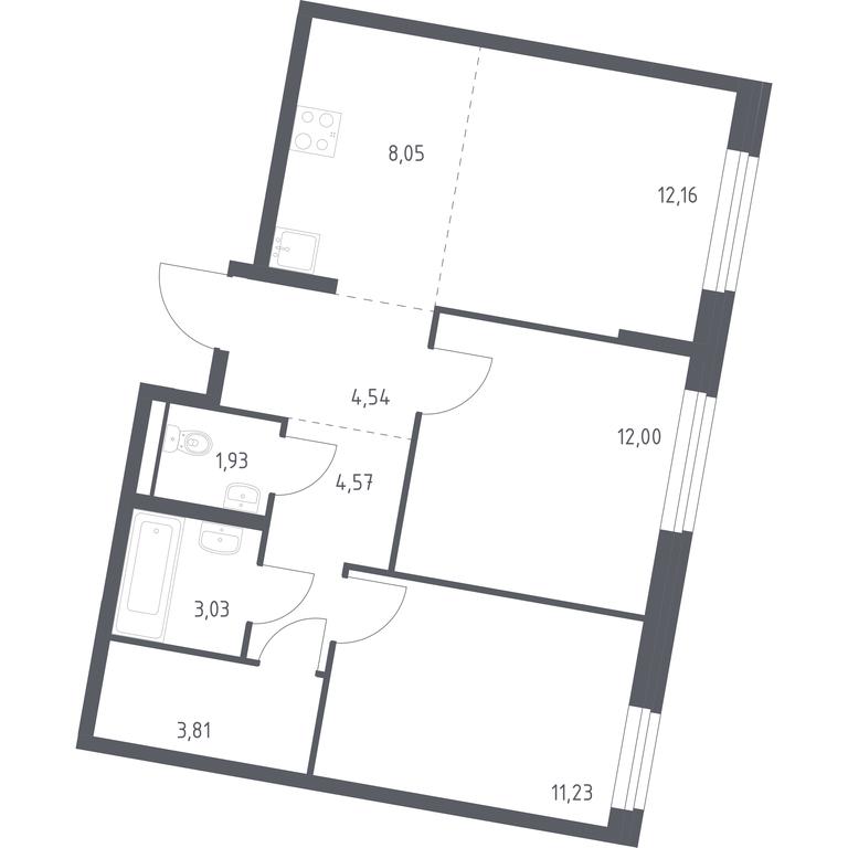 1-BD Apartment Sale, 61.32 sq. m. at Kvartal Zapadnyj, kvartal № 76, Marushkinskoye Settlement, Moscow, Russia #1 1-BD Apartment Sale, 61.32 sq. m. at Kvartal Zapadnyj, kvartal № 76, Marushkinskoye Settlement, Moscow, Russia #1