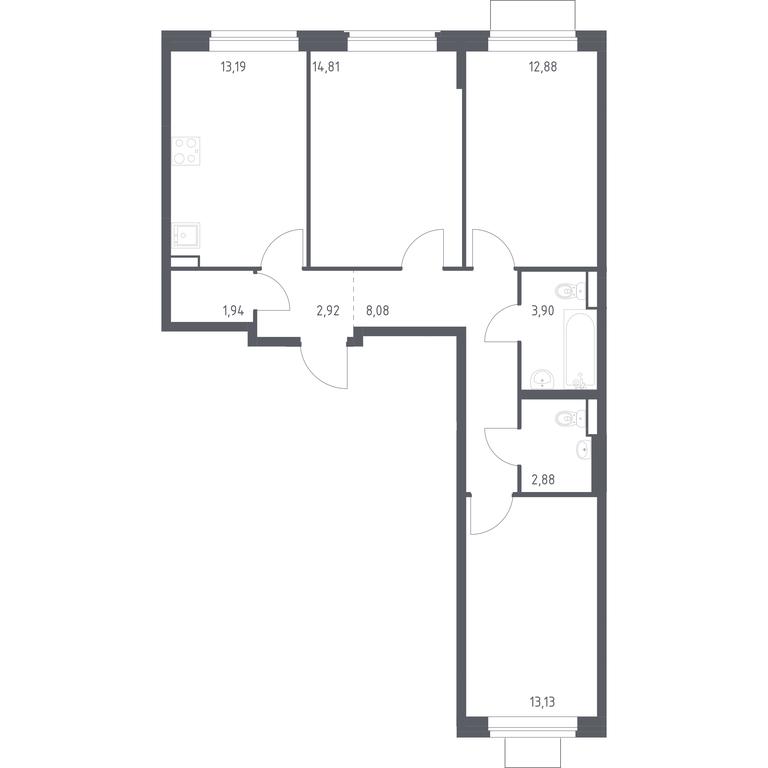 2-BD Apartment Sale, 73.73平方米 at Kvartal Zapadnyj, kvartal № 76, Marushkinskoye Settlement, Moscow, Russia #1 2-BD Apartment Sale, 73.73平方米 at Kvartal Zapadnyj, kvartal № 76, Marushkinskoye Settlement, Moscow, Russia #1