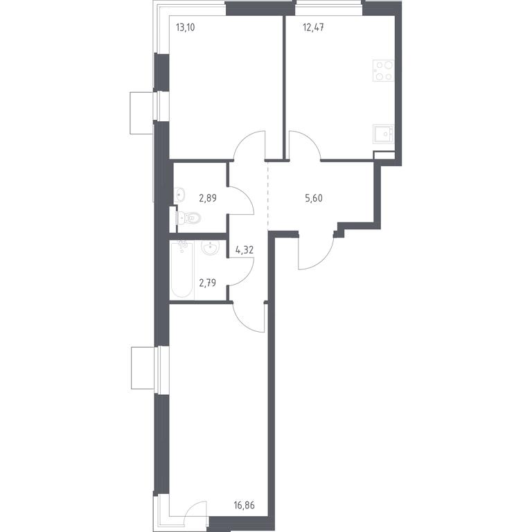 1-BD Apartment Sale, 58.03平方米 at Kvartal Zapadnyj, kvartal № 76, Marushkinskoye Settlement, Moscow, Russia #1 1-BD Apartment Sale, 58.03平方米 at Kvartal Zapadnyj, kvartal № 76, Marushkinskoye Settlement, Moscow, Russia #1