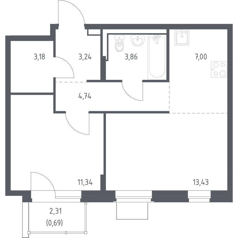 Apartment Sale, 47.48平方米 at Kvartal Zapadnyj, kvartal № 76, Marushkinskoye Settlement, Moscow, Russia #1 Apartment Sale, 47.48平方米 at Kvartal Zapadnyj, kvartal № 76, Marushkinskoye Settlement, Moscow, Russia #1