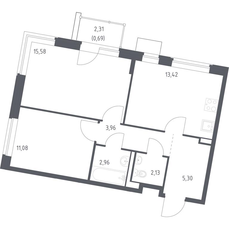 1-BD Apartment Sale, 55.12平方米 at Kvartal Zapadnyj, kvartal № 76, Marushkinskoye Settlement, Moscow, Russia #1 1-BD Apartment Sale, 55.12平方米 at Kvartal Zapadnyj, kvartal № 76, Marushkinskoye Settlement, Moscow, Russia #1