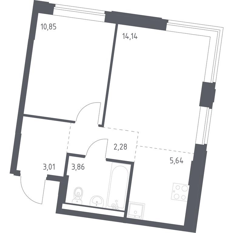 Apartment Sale, 39.78 sq. m. at Kvartal Zapadnyj, kvartal № 76, Marushkinskoye Settlement, Moscow, Russia #1
