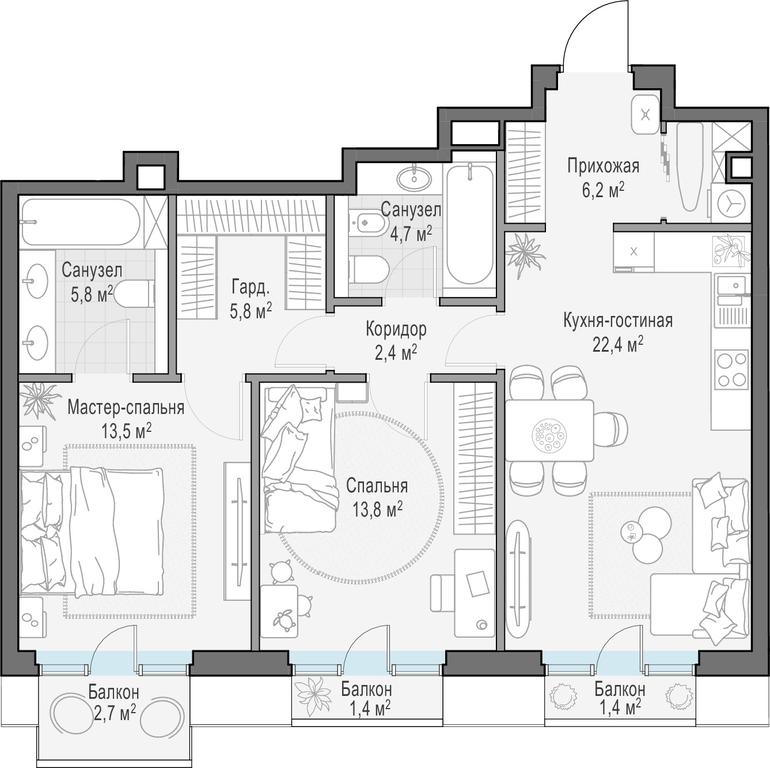 1-BD Apartment Sale, 76.1 sq. m. at Tishinskiy bulvar, Gruzinsky Val Street, 10, Moscow, Russia #1 1-BD Apartment Sale, 76.1 sq. m. at Tishinskiy bulvar, Gruzinsky Val Street, 10, Moscow, Russia #1