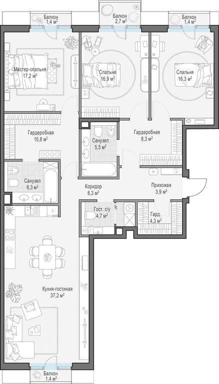 2-BD Apartment Sale, 139.3平方米 at Tishinskiy bulvar, Gruzinsky Val Street, 10, Moscow, Russia #1 2-BD Apartment Sale, 139.3平方米 at Tishinskiy bulvar, Gruzinsky Val Street, 10, Moscow, Russia #1