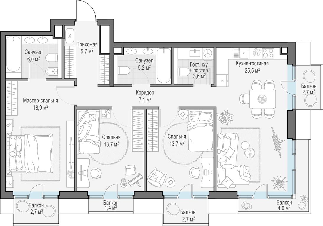 2-BD Apartment Sale, 103.3 sq. m. at Tishinskiy bulvar, Gruzinsky Val Street, 10, Moscow, Russia #1