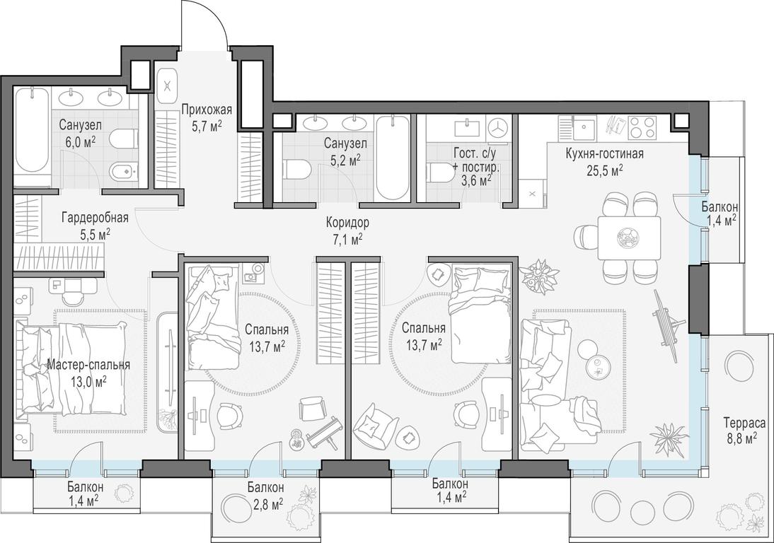 2-BD Apartment Sale, 103.8 sq. m. at Tishinskiy bulvar, Gruzinsky Val Street, 10, Moscow, Russia #1 2-BD Apartment Sale, 103.8 sq. m. at Tishinskiy bulvar, Gruzinsky Val Street, 10, Moscow, Russia #1