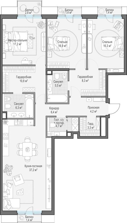 2-BD Apartment Sale, 138.4 sq. m. at Tishinskiy bulvar, Gruzinsky Val Street, 10, Moscow, Russia #1 2-BD Apartment Sale, 138.4 sq. m. at Tishinskiy bulvar, Gruzinsky Val Street, 10, Moscow, Russia #1