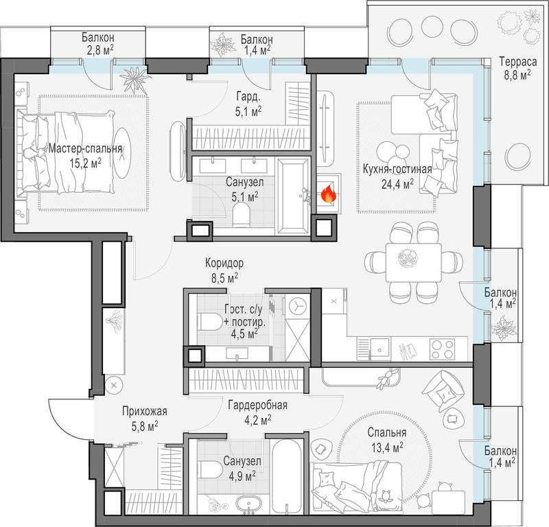 1-BD Apartment Sale, 95.6 sq. m. at Tishinskiy bulvar, Gruzinsky Val Street, 10, Moscow, Russia #1 1-BD Apartment Sale, 95.6 sq. m. at Tishinskiy bulvar, Gruzinsky Val Street, 10, Moscow, Russia #1