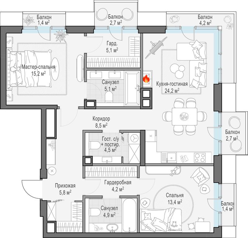 1-BD Apartment Sale, 94.8 sq. m. at Tishinskiy bulvar, Gruzinsky Val Street, 10, Moscow, Russia #1 1-BD Apartment Sale, 94.8 sq. m. at Tishinskiy bulvar, Gruzinsky Val Street, 10, Moscow, Russia #1
