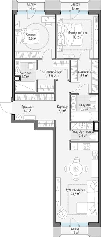 1-BD Apartment Sale, 92.3 sq. m. at Tishinskiy bulvar, Gruzinsky Val Street, 10, Moscow, Russia #1 1-BD Apartment Sale, 92.3 sq. m. at Tishinskiy bulvar, Gruzinsky Val Street, 10, Moscow, Russia #1