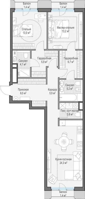1-BD Apartment Sale, 91.8平方米 at Tishinskiy bulvar, Gruzinsky Val Street, 10, Moscow, Russia #1 1-BD Apartment Sale, 91.8平方米 at Tishinskiy bulvar, Gruzinsky Val Street, 10, Moscow, Russia #1