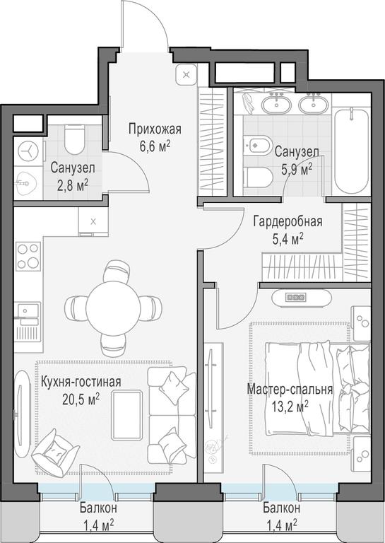1-BD Apartment Sale, 55.6 sq. m. at Tishinskiy bulvar, Gruzinsky Val Street, 10, Moscow, Russia #1 1-BD Apartment Sale, 55.6 sq. m. at Tishinskiy bulvar, Gruzinsky Val Street, 10, Moscow, Russia #1