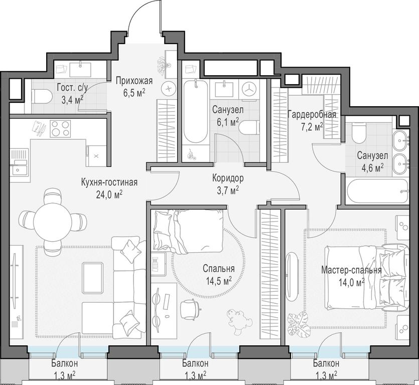 1-BD Apartment Sale, 85.9 sq. m. at Tishinskiy bulvar, Gruzinsky Val Street, 10, Moscow, Russia #1 1-BD Apartment Sale, 85.9 sq. m. at Tishinskiy bulvar, Gruzinsky Val Street, 10, Moscow, Russia #1