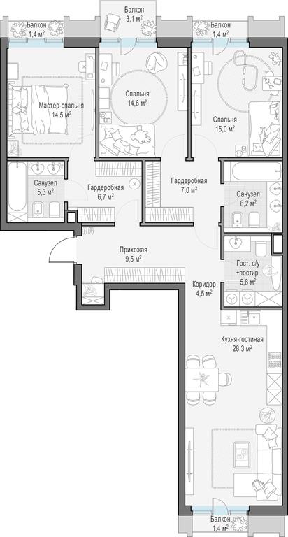 2-BD Apartment Sale, 121.8 sq. m. at Tishinskiy bulvar, Gruzinsky Val Street, 10, Moscow, Russia #1 2-BD Apartment Sale, 121.8 sq. m. at Tishinskiy bulvar, Gruzinsky Val Street, 10, Moscow, Russia #1