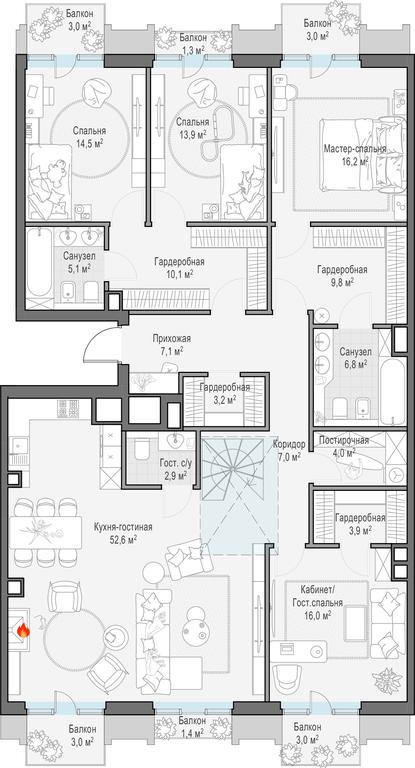 5-BD Apartment Sale, 180.5 sq. m. at Tishinskiy bulvar, Gruzinsky Val Street, 10, Moscow, Russia #1