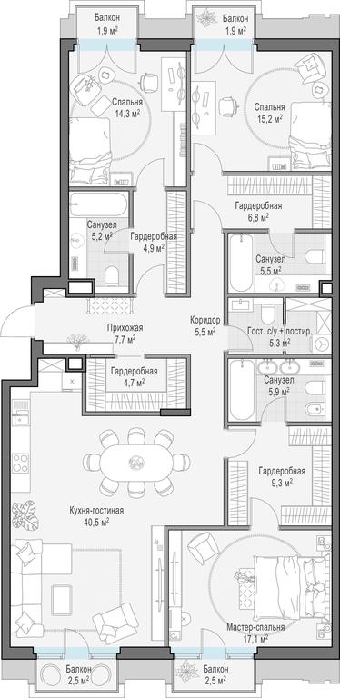 2-BD Apartment Sale, 151.9 sq. m. at Tishinskiy bulvar, Gruzinsky Val Street, 10, Moscow, Russia #1 2-BD Apartment Sale, 151.9 sq. m. at Tishinskiy bulvar, Gruzinsky Val Street, 10, Moscow, Russia #1
