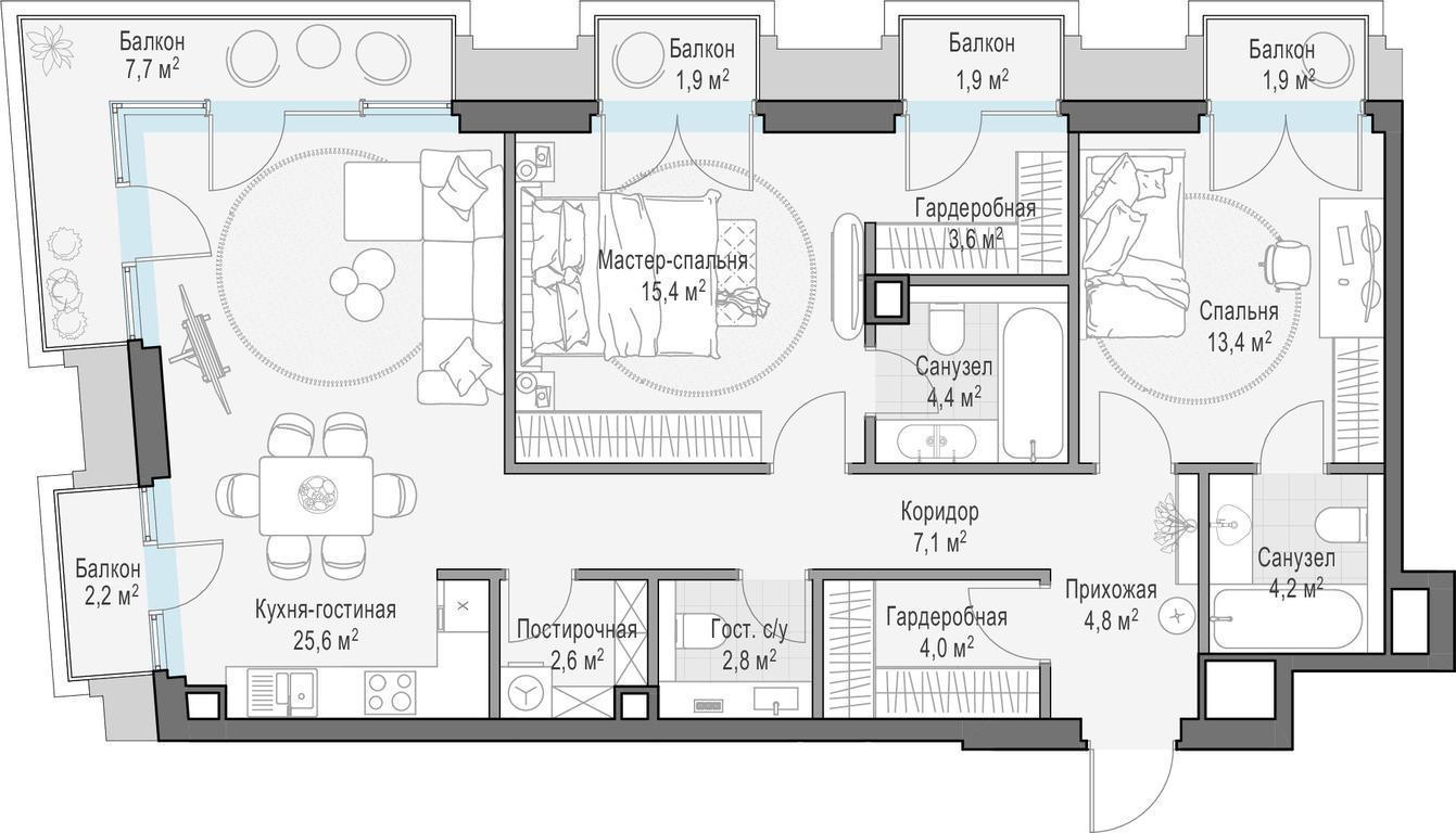 1-BD Apartment Sale, 94.6 sq. m. at Tishinskiy bulvar, Gruzinsky Val Street, 10, Moscow, Russia #1