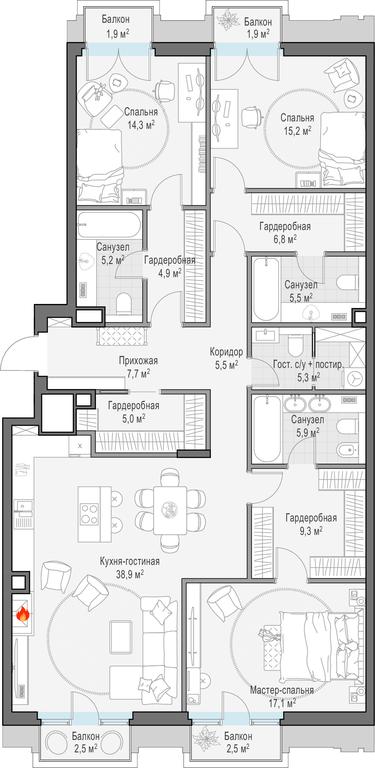 2-BD Apartment Sale, 151.1 sq. m. at Tishinskiy bulvar, Gruzinsky Val Street, 10, Moscow, Russia #1 2-BD Apartment Sale, 151.1 sq. m. at Tishinskiy bulvar, Gruzinsky Val Street, 10, Moscow, Russia #1