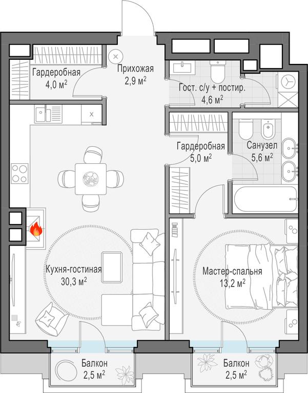 1-BD Apartment Sale, 68.2 sq. m. at Tishinskiy bulvar, Gruzinsky Val Street, 10, Moscow, Russia #1