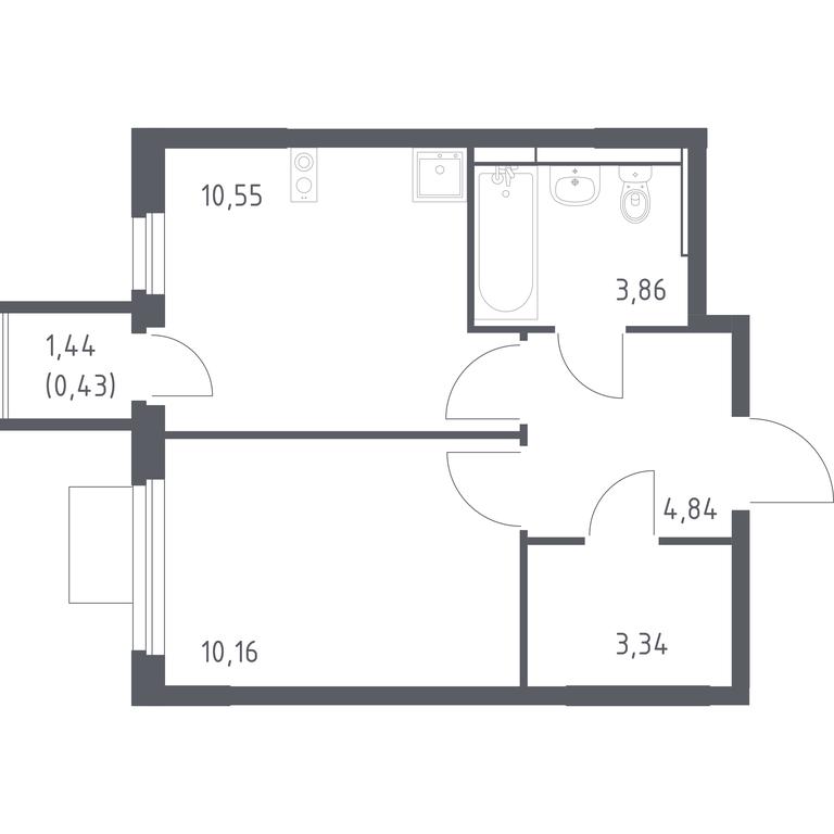 Apartment Sale, 33.18平方米 at Mytishchi Park, Silikatnaya ulitsa, 41к3, Mytischi, Moscow Region, Russia #1