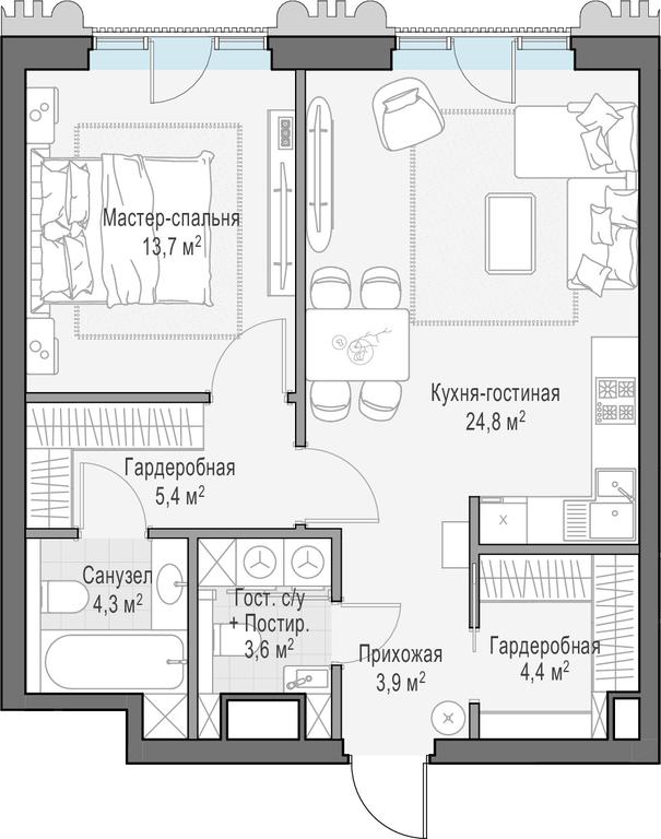 1-BD Apartment Sale, 60.3 sq. m. at Tishinskiy bulvar, Gruzinsky Val Street, 10, Moscow, Russia #1 1-BD Apartment Sale, 60.3 sq. m. at Tishinskiy bulvar, Gruzinsky Val Street, 10, Moscow, Russia #1