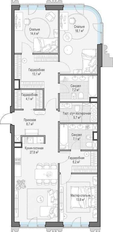 2-BD Apartment Sale, 125.4 sq. m. at Tishinskiy bulvar, Gruzinsky Val Street, 10, Moscow, Russia #1 2-BD Apartment Sale, 125.4 sq. m. at Tishinskiy bulvar, Gruzinsky Val Street, 10, Moscow, Russia #1