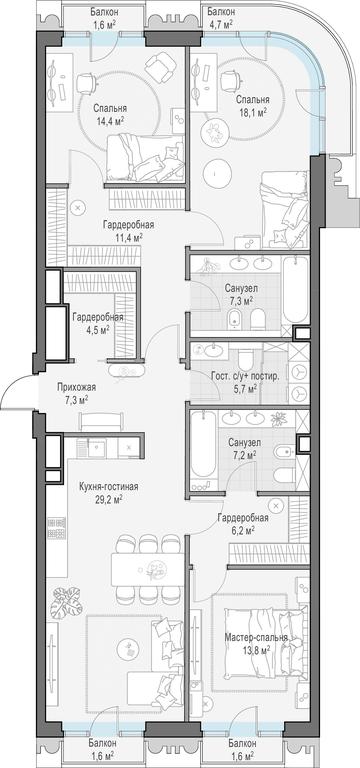 2-BD Apartment Sale, 126.9 sq. m. at Tishinskiy bulvar, Gruzinsky Val Street, 10, Moscow, Russia #1 2-BD Apartment Sale, 126.9 sq. m. at Tishinskiy bulvar, Gruzinsky Val Street, 10, Moscow, Russia #1