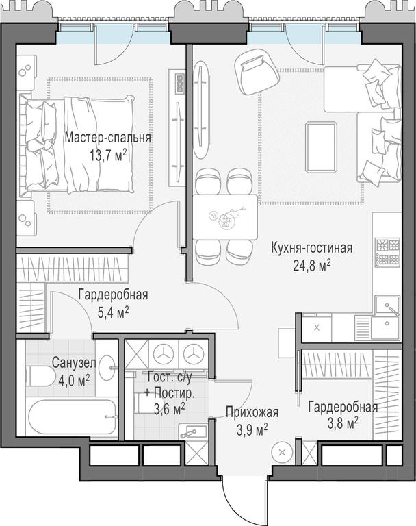 Продажа 1-комн. квартиры, 59,4 м² в ЖК «Квартал «Тишинский бульвар»», улица Грузинский Вал, 10, Москва, Россия #1 Продажа 1-комн. квартиры, 59,4 м² в ЖК «Квартал «Тишинский бульвар»», улица Грузинский Вал, 10, Москва, Россия #1