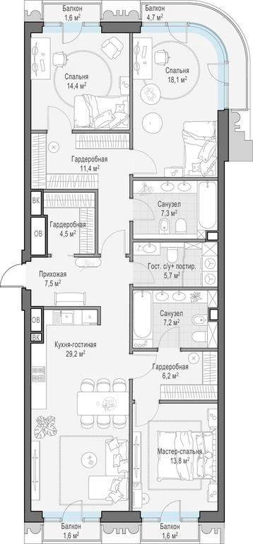 2-BD Apartment Sale, 126.9 sq. m. at Tishinskiy bulvar, Gruzinsky Val Street, 10, Moscow, Russia #1 2-BD Apartment Sale, 126.9 sq. m. at Tishinskiy bulvar, Gruzinsky Val Street, 10, Moscow, Russia #1
