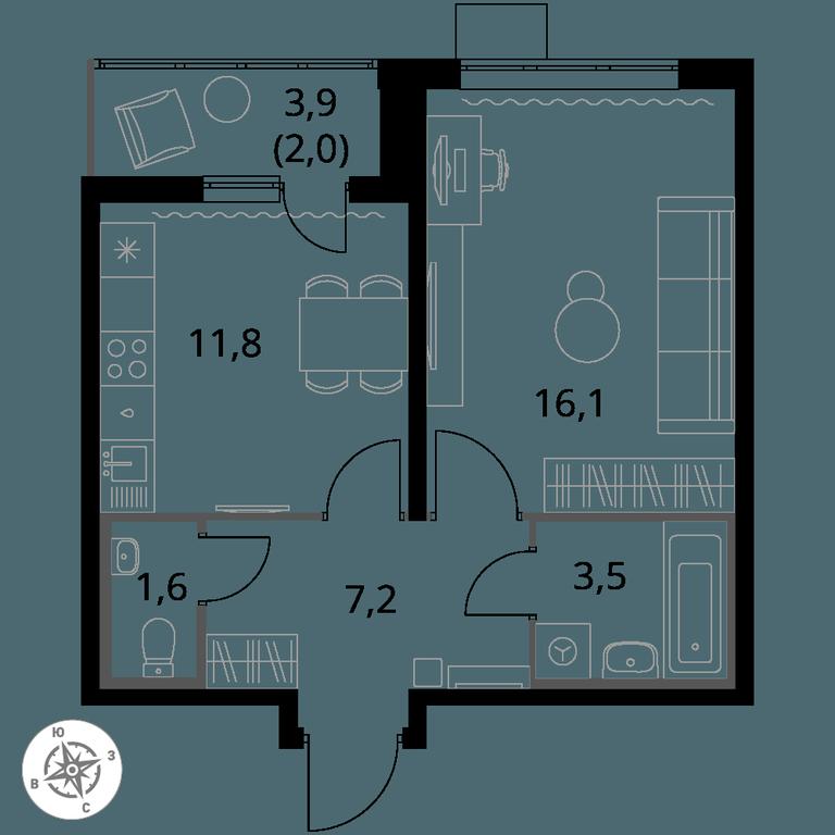 1-BD Apartment Sale, 42.2 sq. m. at Pervy Yuzhny, zhiloy kompleks Pervy Yuzhny, Leninskiy City District, Moscow Region, Russia #1 1-BD Apartment Sale, 42.2 sq. m. at Pervy Yuzhny, zhiloy kompleks Pervy Yuzhny, Leninskiy City District, Moscow Region, Russia #1