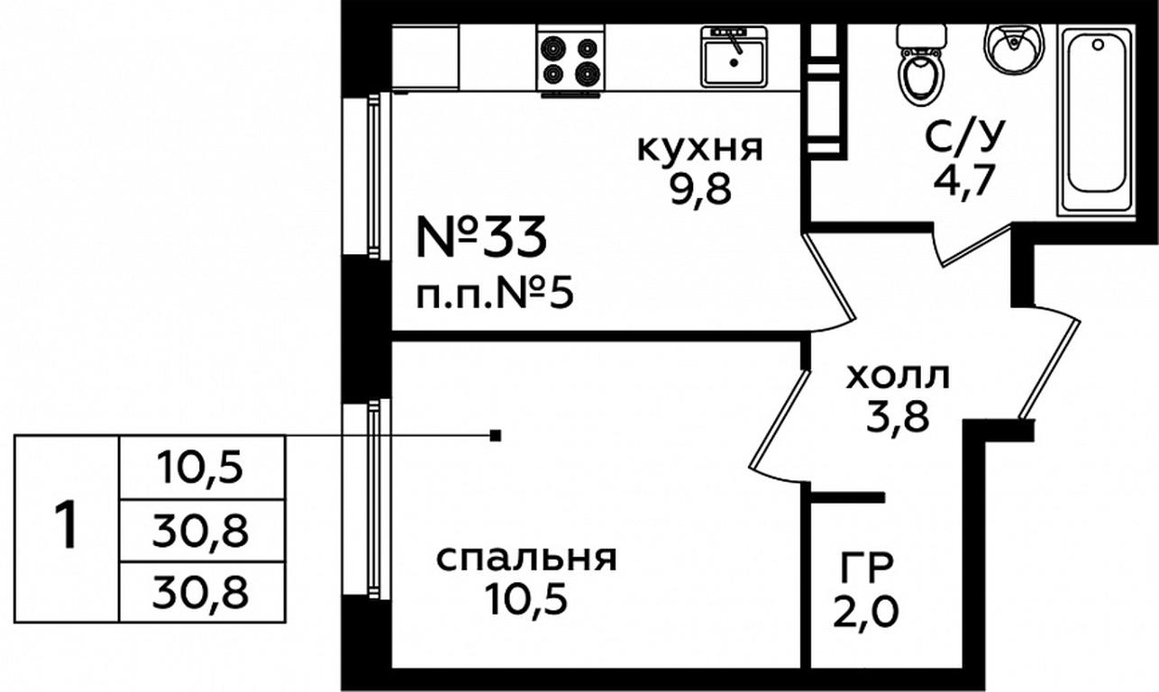 Продажа квартиры, 30,8 м² в ЖК «Эко Бунино», проспект Куприна, 34к1, поселение Сосенское, Москва, Россия #1