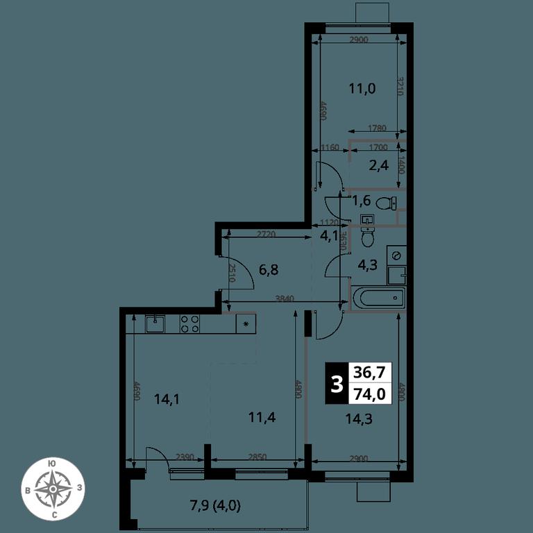 3-BD Apartment Sale, 74平方米 at Pervy Sheremetevskij, Komsomolskaya Street, 16, Khimki, Moscow Region, Russia #1 3-BD Apartment Sale, 74平方米 at Pervy Sheremetevskij, Komsomolskaya Street, 16, Khimki, Moscow Region, Russia #1
