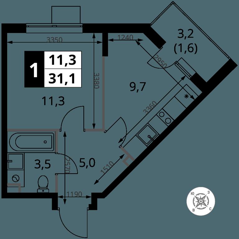 1-BD Apartment Sale, 31.1 sq. m. at Pervy Sheremetevskij, Komsomolskaya Street, 16, Khimki, Moscow Region, Russia #1 1-BD Apartment Sale, 31.1 sq. m. at Pervy Sheremetevskij, Komsomolskaya Street, 16, Khimki, Moscow Region, Russia #1