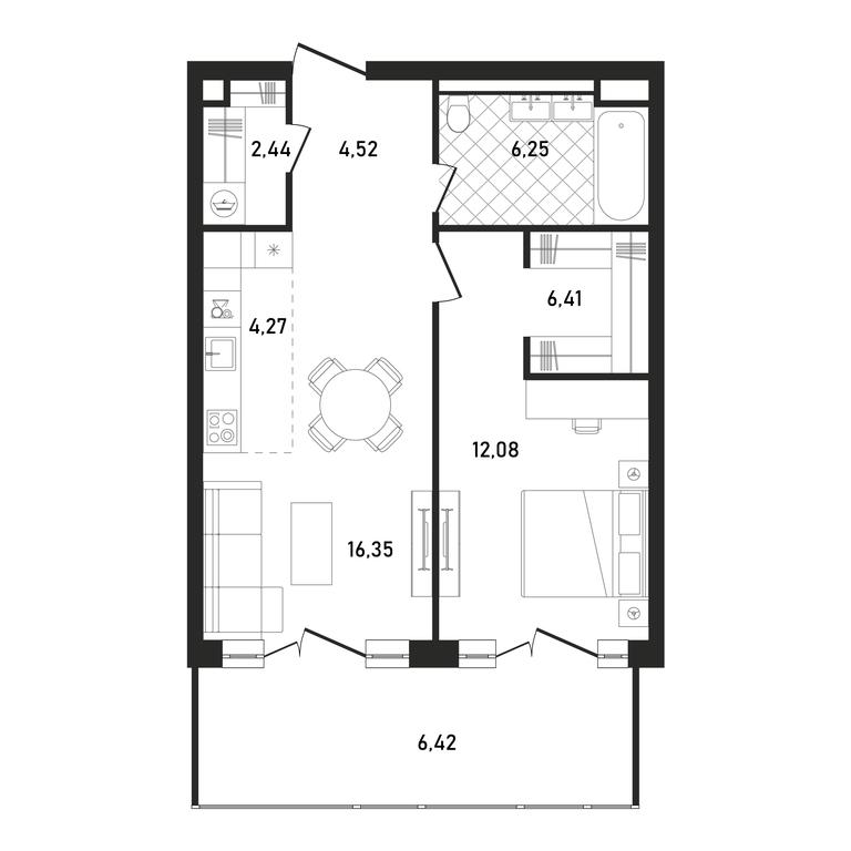 2-BD Apartment Sale, 58.74 sq. m. at Republic, Presnensky Val Street, 27с1, Moscow, Russia #1