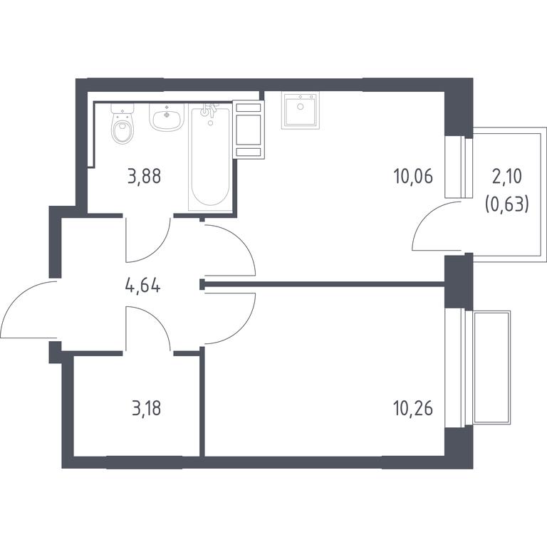 Apartment Sale, 32.65 sq. m. at Tomilino Park, 1-y kvartal, posyolok Zhilino-1, Lubertsy City District, Moscow Region, Russia #1